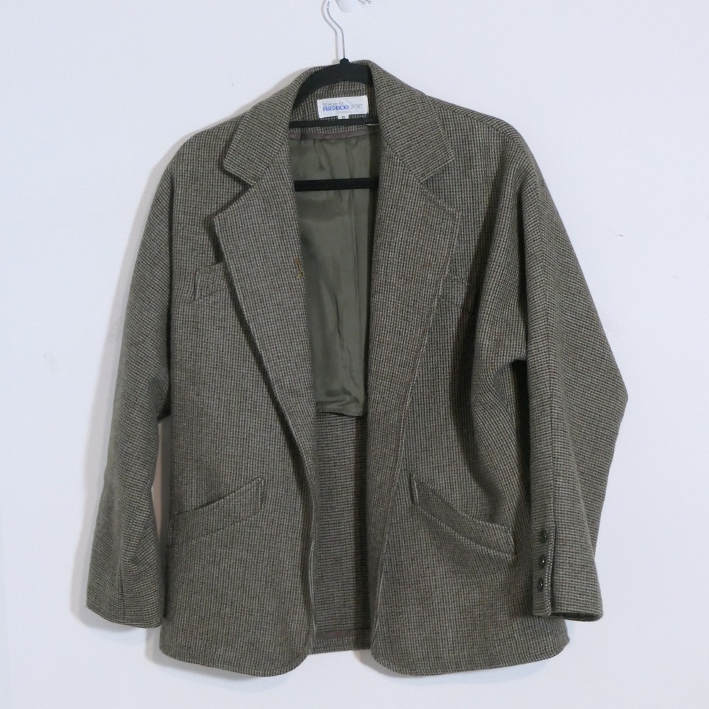 Vtg 70s Bill Haire for Friedricks Sport Womens Blazer 8 Brown Wool Houndstooth